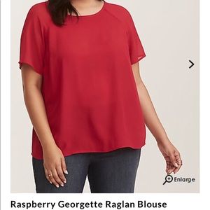 Torrid- Raspberry Georgette Raglan Blouse